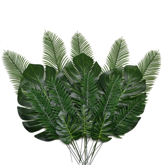 10-20 Pcs Artificial Plants Tropical Monstera Palm Leaves