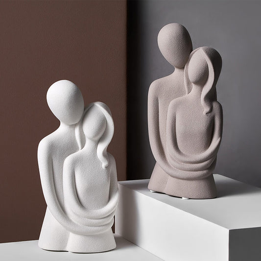 Ceramic Couples Sculpture Home Decoration Accessories for Living Room Decoration Desk Decor Abstract Statue Desktop Decorative